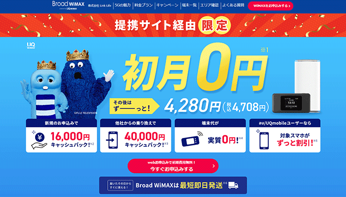 Broad WiMAXのLP画像